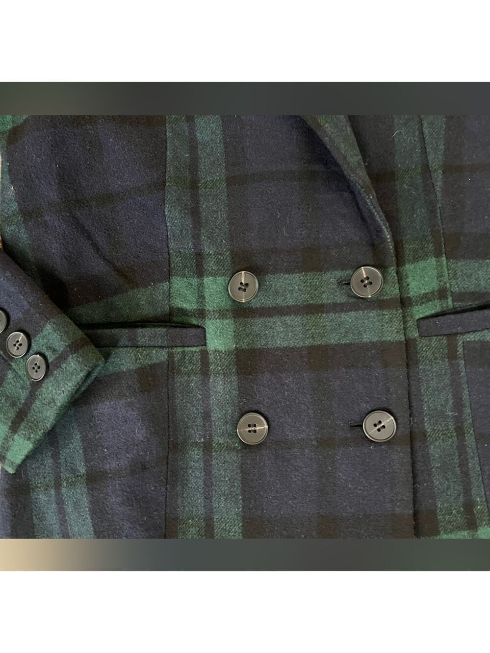Avec Les Filles Black Watch Tartan Plaid Double Breasted Blazer Over Size Coat M - Picture 8 of 10